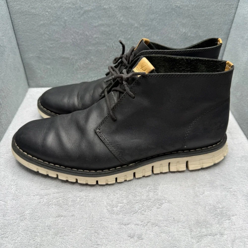 Cole Haan Zerogrand Chukka Boots Mens 10 Black Leather Desert Shoes C23250
